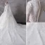 High-end Ivory Wedding Dresses 2020 A-Line / Princess V-Neck Beading Pearl Rhinestone Sequins Lace Flower 3/4 Sleeve Royal Train