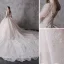 High-end Champagne Wedding Dresses 2020 Ball Gown High Neck Beading Sequins Lace Flower Short Sleeve Backless Royal Train