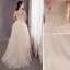 Schlicht Leichtes Champagner Strand Brautkleider / Hochzeitskleider 2020 A Linie Rüschen Bandeau Ärmellos Rückenfreies Lange