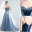 Charmant Océan Bleu Robe De Soirée 2020 Princesse Daim Bretelles Spaghetti Perlage Cristal Glitter Paillettes Sans Manches Dos Nu Tribunal Train Robe De Ceremonie