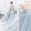Mode Argenté Robe De Soirée 2020 Princesse Encolure Dégagée Paillettes En Dentelle Fleur 1/2 Manches Dos Nu Longue Robe De Ceremonie