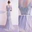 Luxury / Gorgeous Grey Evening Dresses  2020 Trumpet / Mermaid V-Neck Handmade  Beading Rhinestone Sleeveless Backless Floor-Length / Long Formal Dresses