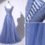 Chic / Belle Océan Bleu Robe De Soirée 2020 Princesse V-Cou Perlage Glitter Paillettes Sans Manches Dos Nu Longue Robe De Ceremonie