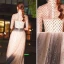 Sparkly Champagne Evening Dresses  2020 A-Line / Princess High Neck Beading Sequins 1/2 Sleeves Floor-Length / Long Formal Dresses