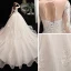 Fabuleux Ivoire Robe De Mariée 2020 Princesse Encolure Dégagée Perle Faux Diamant En Dentelle Fleur 3/4 Manches Dos Nu Cathedral Train
