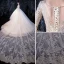 Luxe Champagne Robe De Mariée 2020 Robe Boule V-Cou Perlage Paillettes En Dentelle Fleur 1/2 Manches Dos Nu Royal Train
