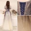 Fashion Navy Blue Glitter Prom Dresses 2021 A-Line / Princess Square Neckline Beading Crystal Short Sleeve Floor-Length / Long Prom Formal Dresses