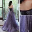 Charming Purple Evening Dresses  2020 A-Line / Princess Strapless Beading Sequins Lace Flower Sleeveless Backless Floor-Length / Long Formal Dresses