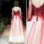 Mode Dégradé De Couleur Rouge Robe De Soirée 2020 Princesse Bretelles Spaghetti Perlage Paillettes 3/4 Manches Dos Nu Longue Robe De Ceremonie