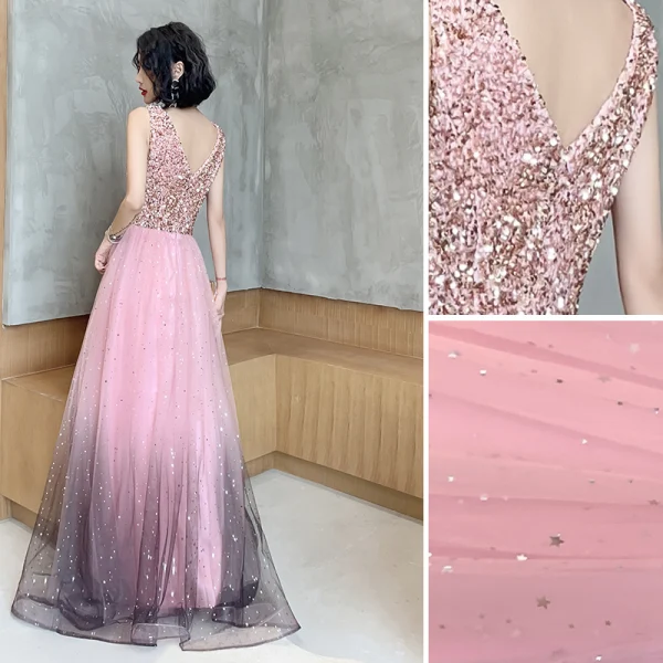 strapless open back dress Low V-Neck Sleeveless Tulle A-Line Wedding Dress With Appliques And Tr –  Movousdress main image 0