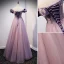 Elegante Violett Ballkleider 2021 A Linie Off Shoulder Perlenstickerei Kurze Ärmel Rückenfreies Lange Ball Festliche Kleider