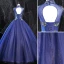 Vintage / Retro Royal Blue Prom Dresses 2020 Ball Gown High Neck Beading Rhinestone Lace Flower Sleeveless Backless Floor-Length / Long Formal Dresses