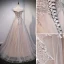 Chic / Beautiful Grey Evening Dresses  Prom Dresses 2021 A-Line / Princess Off-The-Shoulder Beading Sequins Lace Flower Sleeveless Backless Sweep Train Evening Party Prom Formal Dresses