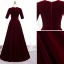 Modest / Simple Burgundy Evening Dresses  2020 A-Line / Princess V-Neck Suede 1/2 Sleeves Floor-Length / Long Formal Dresses