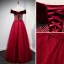 Élégant Glitter Daim Bordeaux Robe De Bal 2021 Princesse De l'épaule Faux Diamant Manches Courtes Dos Nu Longue Promo Robe De Ceremonie