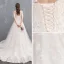 Élégant Champagne Robe De Mariée 2018 Princesse En Dentelle Appliques Encolure Dégagée Dos Nu Manches Courtes Chapel Train Mariage