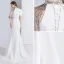 Fashion White Evening Dresses  2020 Trumpet / Mermaid Scoop Neck Beading Short Sleeve Sweep Train Formal Dresses