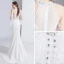 Fashion White Evening Dresses  2020 Trumpet / Mermaid Beading Rhinestone Sequins Lace Flower High Neck Bell sleeves Sweep Train Formal Dresses