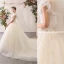 Elegante Ivory / Creme Brautkleider / Hochzeitskleider 2020 A Linie Stehkragen Perlenstickerei Quaste Pailletten Applikationen Ärmellos Rückenfreies Kathedrale Schleppe