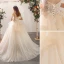Charmant Champagner Brautkleider / Hochzeitskleider 2020 Ballkleid Bandeau Perlenstickerei Pailletten Applikationen Ärmellos Rückenfreies Sweep / Pinsel Zug