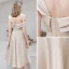 Mode Champagner Satin Heimkehr Abiballkleider 2021 A Linie One-Shoulder Schleife Kurze Ärmel Rückenfreies Wadenlang Festliche Kleider