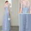 High-end Silver Handmade  Evening Dresses  2020 A-Line / Princess Scoop Neck Beading Rhinestone Sequins Short Sleeve Floor-Length / Long Formal Dresses