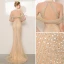 Luxe Scintillantes Champagne Robe De Soirée 2020 Trompette / Sirène Titulaire Fait main Perlage Paillettes Faux Diamant Sans Manches Fendue devant Train De Balayage Robe De Ceremonie