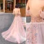Sexy Rosa Abendkleider 2020 A Linie Spaghettiträger Perlenstickerei Perle Strass Pailletten Ärmellos Rückenfreies Gespaltete Front Lange Festliche Kleider