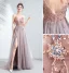 Charmant Rosa Ballkleider Abendkleider 2020 A Linie Spaghettiträger Perlenstickerei Strass Pailletten Ärmellos Rückenfreies Gespaltete Front Lange Festliche Kleider