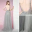 Charmant Gris Robe De Soirée 2020 Trompette / Sirène Col v profond Perlage Cristal Faux Diamant Paillettes Sans Manches Dos Nu Longue Robe De Ceremonie