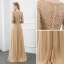High-end Gold Handmade  Evening Dresses  2020 A-Line / Princess Scoop Neck Beading Pearl Sequins Long Sleeve Floor-Length / Long Formal Dresses