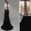 Sexy Couleur Unie Noire Robe De Soirée 2020 Trompette / Sirène Titulaire Perlage Sans Manches Dos Nu Train De Balayage Robe De Ceremonie