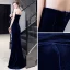 Élégant Couleur Unie Bleu Marine Robe De Soirée 2020 Trompette / Sirène Daim Une épaule Sans Manches Dos Nu Longue Robe De Ceremonie