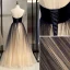 Classy Champagne Prom Dresses 2020 A-Line / Princess Glitter Tulle Suede Strapless Bow Sleeveless Backless Floor-Length / Long Formal Dresses
