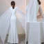Simple Couleur Unie Ivoire Robe De Soirée 2020 Trompette / Sirène Encolure Dégagée Manches Longues Longue Robe De Ceremonie