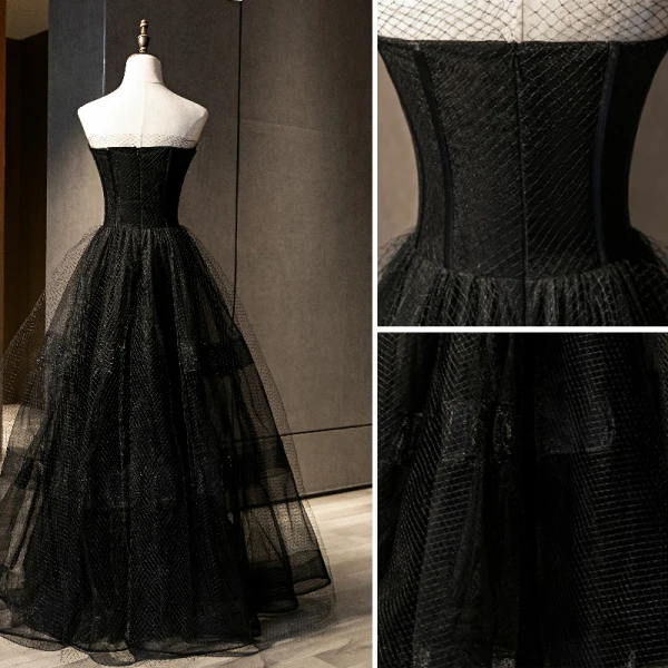Chic / Beautiful Black Evening Dresses 2021 A-Line / Princess Sweetheart Sleeveless Backless Floor-Length / Long Evening Party Formal Dresses