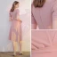 Modest / Simple Blushing Pink Homecoming Graduation Dresses 2021 A-Line / Princess Square Neckline Short Sleeve Tea-length Formal Dresses