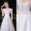 Schlicht Elegante Ivory / Creme Satin Brautkleider / Hochzeitskleider A Linie 2021 Eckiger Ausschnitt Kurze Ärmel Rückenfreies Lange Hochzeit