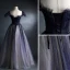 Vintage / Retro Navy Blue Glitter Prom Dresses 2021 A-Line / Princess Square Neckline Beading Crystal Short Sleeve Backless Floor-Length / Long Prom Formal Dresses