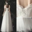Charmant Ivoire Robe De Mariée 2020 Princesse Volants De l'épaule En Dentelle Fleur Sans Manches Dos Nu Longue