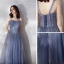 Chic / Belle Océan Bleu Robe De Bal 2020 Princesse Bustier En Dentelle Fleur Sans Manches Dos Nu Longue Robe De Ceremonie