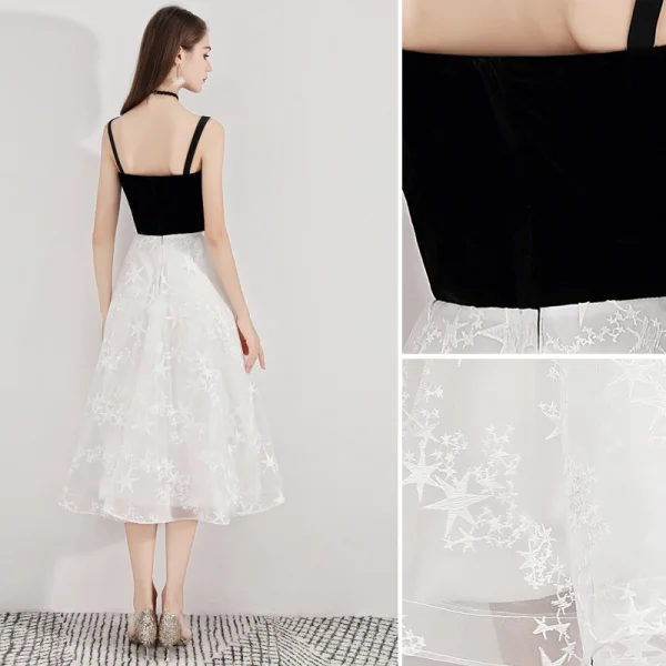 Fashion Ivory Homecoming Graduation Dresses 2020 A-Line / Princess Star Lace Spaghetti Straps Sleeveless Backless Lace Flower Tea-length Formal Dresses