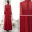 Modest / Simple Burgundy Evening Dresses  2020 A-Line / Princess Deep V-Neck Spotted Long Sleeve Floor-Length / Long Formal Dresses