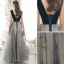 Elegant Navy Blue Prom Dresses 2020 A-Line / Princess Scoop Neck Glitter Sequins Lace Flower Sleeveless Backless Floor-Length / Long Formal Dresses