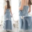 Chic / Beautiful Sky Blue Prom Dresses 2020 A-Line / Princess Spaghetti Straps Rhinestone Lace Flower Sleeveless Backless Cascading Ruffles Floor-Length / Long Formal Dresses