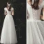 Simple Ivoire Tachetée Robe De Mariée 2020 Princesse Encolure Carrée Mancherons Dos Nu Longue