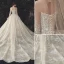 Luxury / Gorgeous Ivory Beading Wedding Dresses 2020 Ball Gown Scoop Neck Lace Flower Appliques Pearl Sequins 3/4 Sleeve Backless Cathedral Train