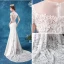 Elegant Ivory Lace Wedding Dresses 2020 Trumpet / Mermaid Scoop Neck Lace Flower Cap Sleeves Backless Sweep Train