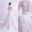 Élégant Ivoire Robe De Bal 2020 Princesse Encolure Dégagée Dentelle 3D Perlage Faux Diamant Paillettes 3/4 Manches Tribunal Train Robe De Ceremonie
