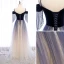 Charmant Bleu Marine Dégradé De Couleur Glitter Robe De Soirée 2020 Princesse Daim Bretelles Spaghetti Perlage Gland Manches Courtes Dos Nu Longue Robe De Ceremonie